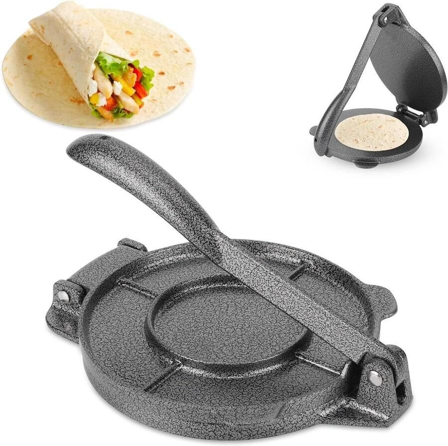 Tortilla Pers Deegmaker Roti Zelf Tortillas Maken Opvouwbaar Handvat Gietijzer 6.5 Inch Diameter Grijs