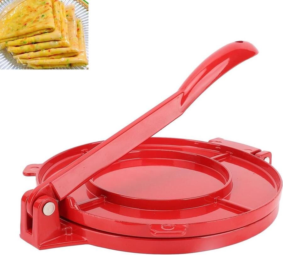 Tortilla Pers Flatbread Maker Gelijkmatig Deeg Drukken Aluminium Legering 25 cm Rood