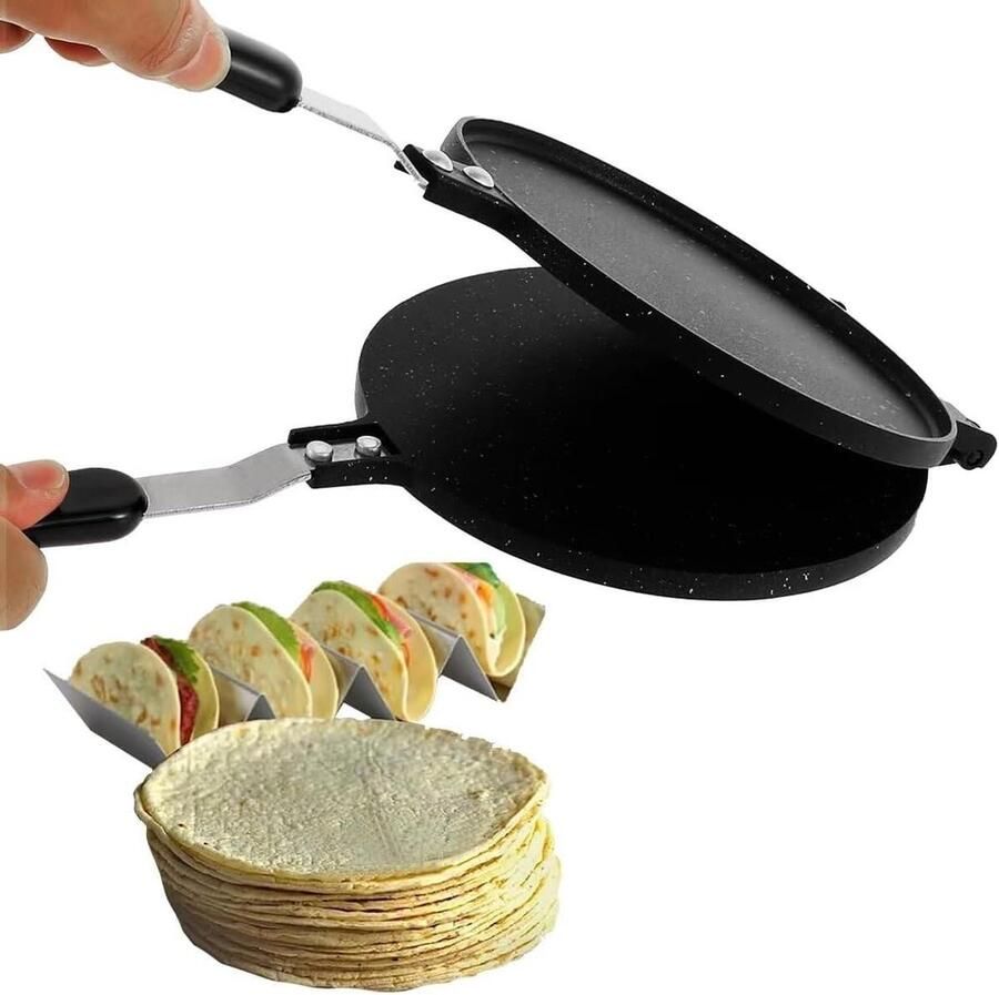 Tortilla Pers Pan Deeg Pers Maaltijden Bereiden Antiaanbaklaag 43 x 22 cm Zwart