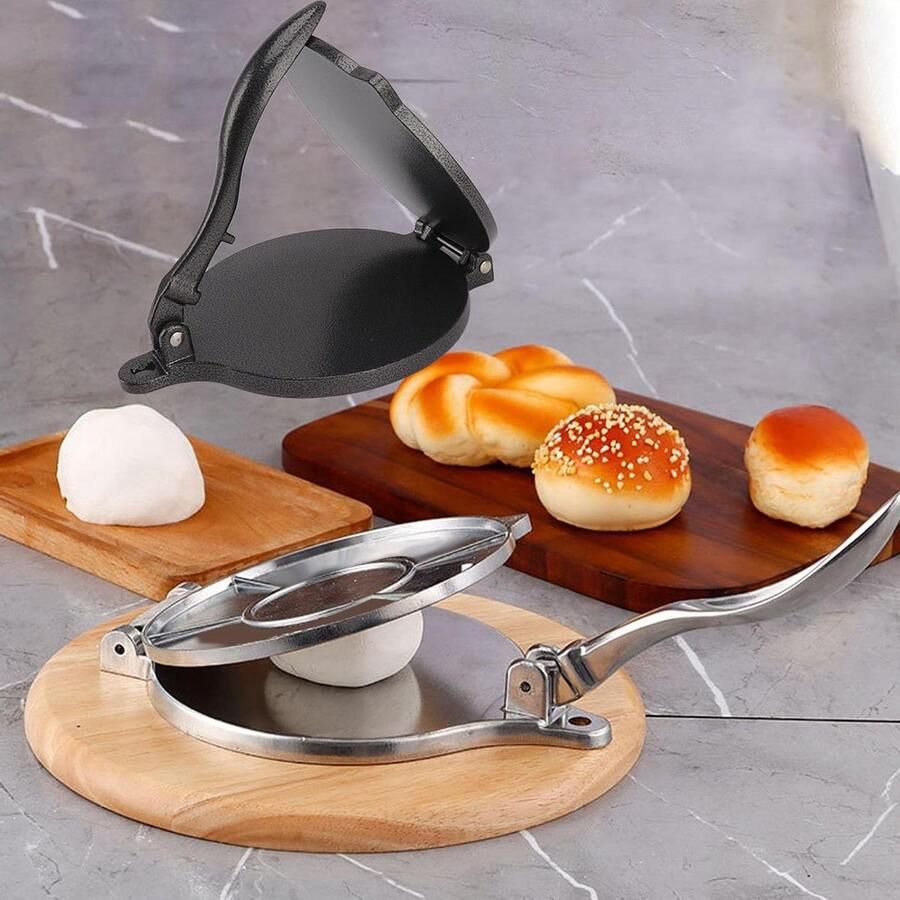 Tortilla Pers Pataconera Quesadilla Maker Hand Cakes Maken Aluminium Legering 16 cm Zilver
