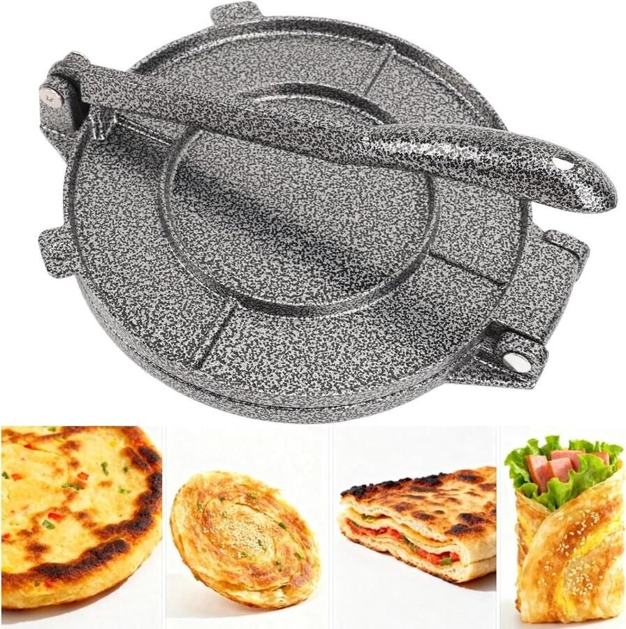 Tortilla Pers Roti Maker Flatbreads Maken Aluminium Legering 20x16 cm Grijs