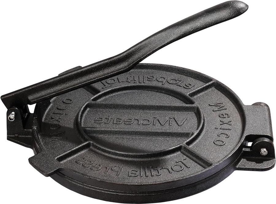 Tortilla Pers Tortilla Maker Deeg Zelf Tortillas Maken 100% Gietijzer 10 inch Zwart Grijs