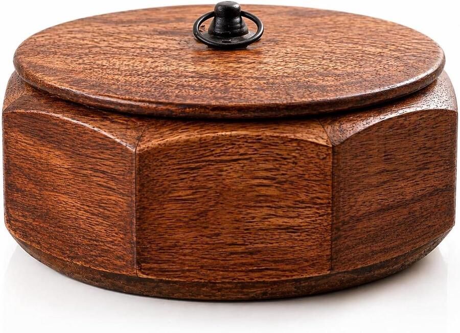 Tortilla Warmer Brood Houder Warm Houden Handgemaakt Mangohout 23x9 cm Natuurlijk Bruin