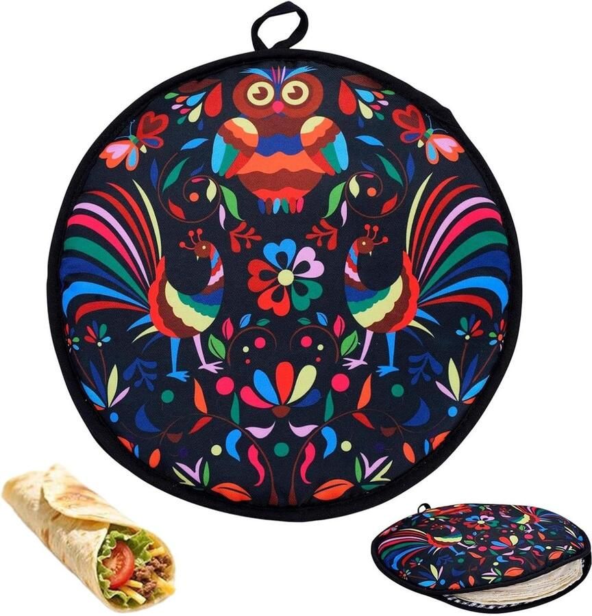 Tortilla Warmer Brood Warmer Maaltijd Warm Houden Magnetron Bestendig 30 cm Multicolor