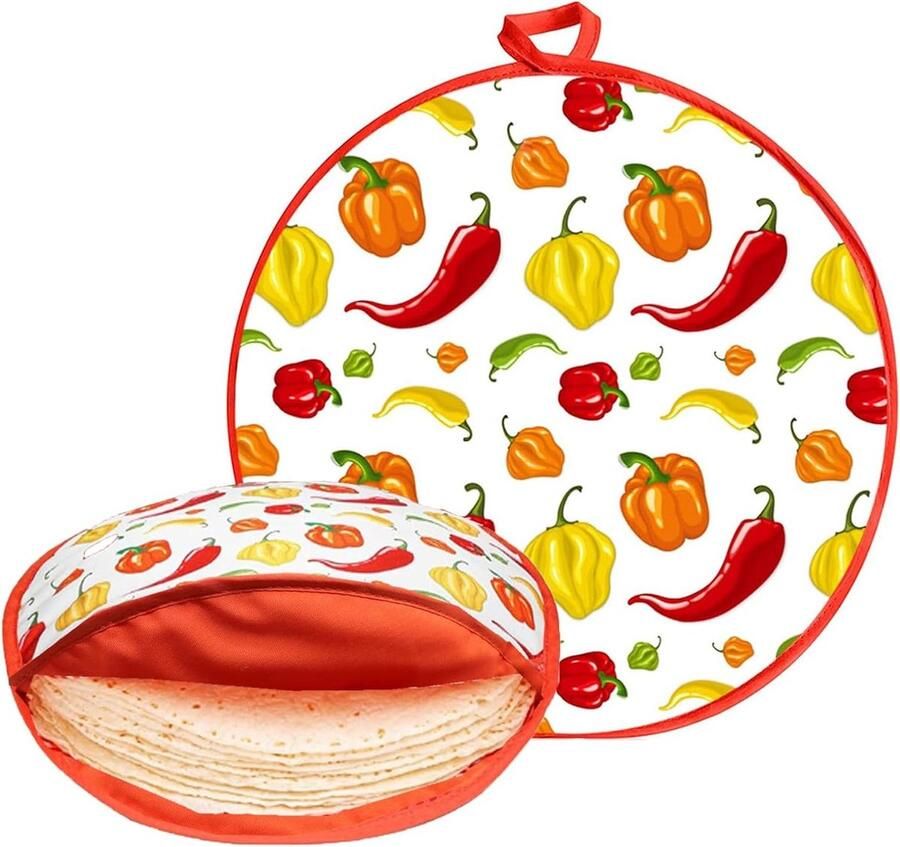 Tortilla Warmer Pouch Tortilla Houder Brood Warm Houden Magnetron Bestendig 30 cm Diameter Wit