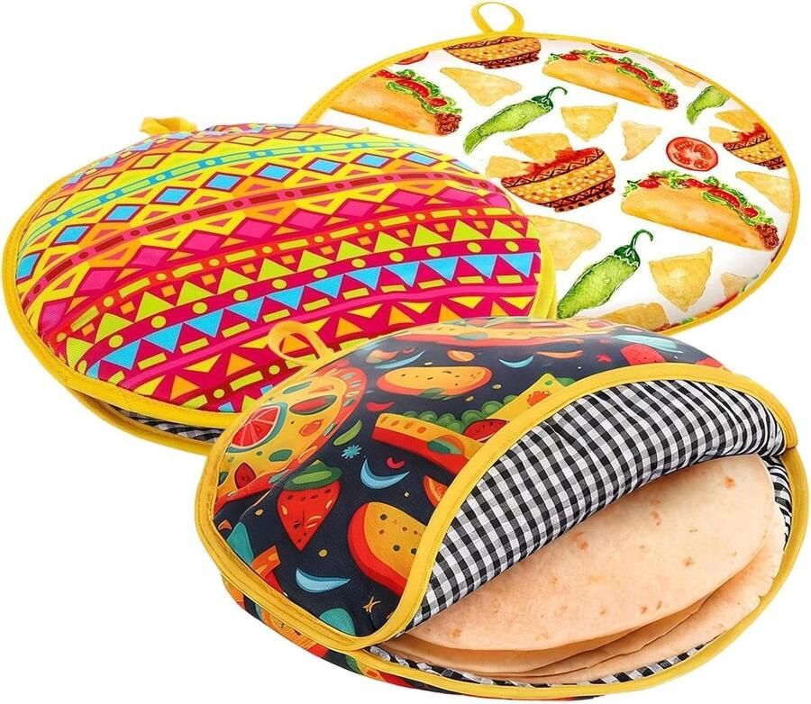 Tortilla Warmer Set Pannenkoek Houder Warm Eten Houden Magnetron Bestendig 30cm Diameter Multicolor