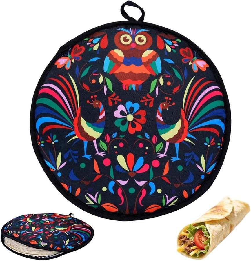 Tortilla Warmer Taco Magnetronwarmer Brood Warm Houden Stof Hittebestendig 30 cm Diameter Grijs