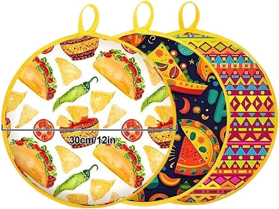 Tortilla Warmer Voedsel Houder Warm Houden Magnetron Veilig 3 Stuks Meerdere Kleuren