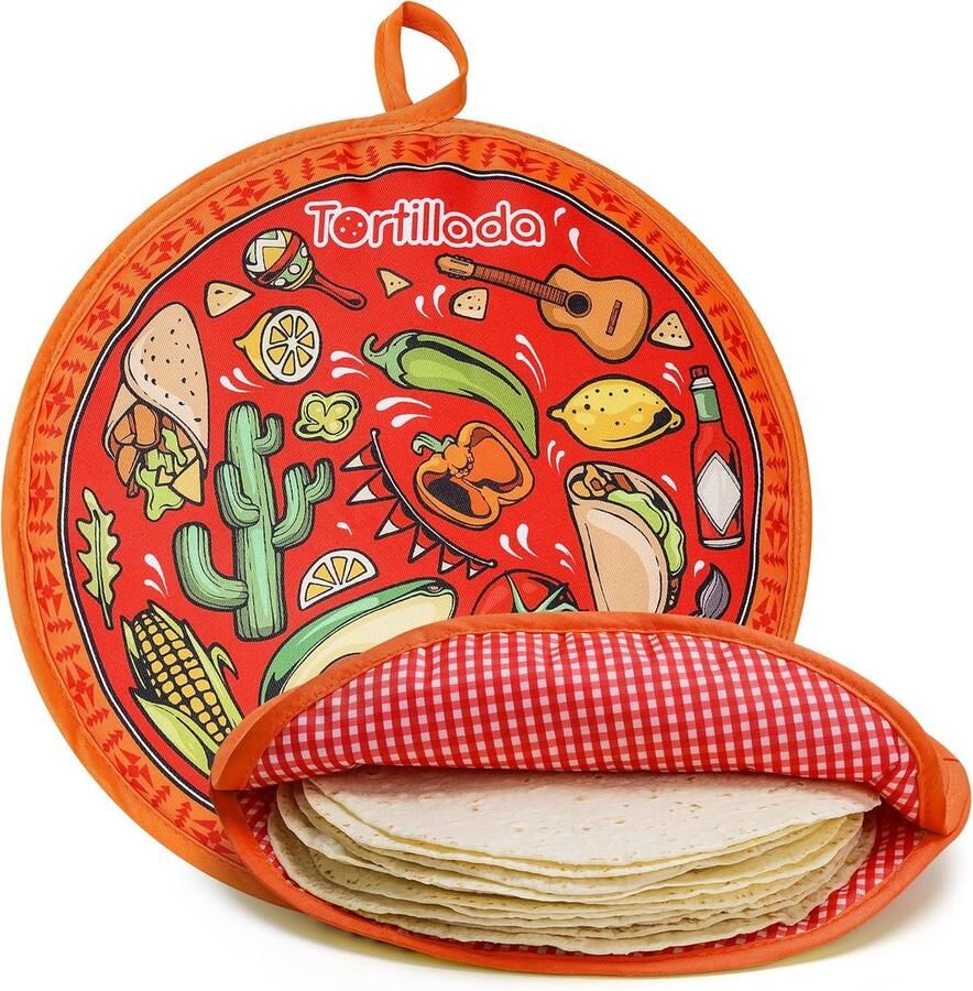 Tortilla Warmer Warmte Container Maaltijden Warm Houden Magnetron Geschikt 30 cm Rood
