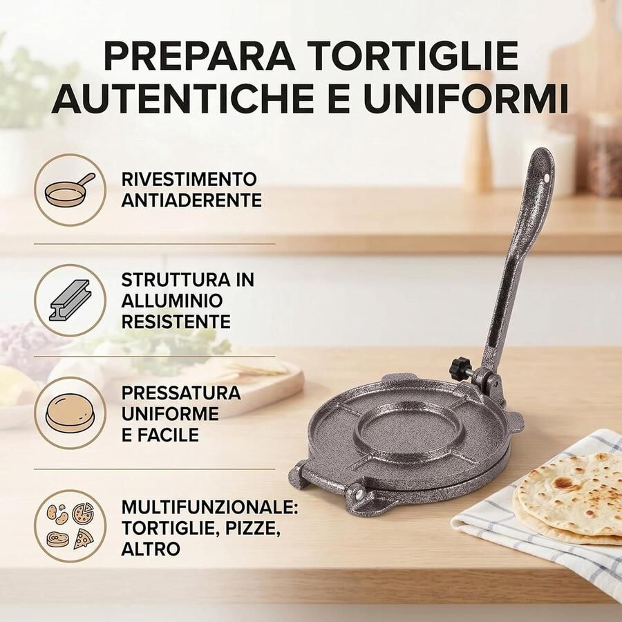 Tortillapers Deegpers Quesadilla Maak Tortillas Antiaanbaklaag 65 inch Grijs