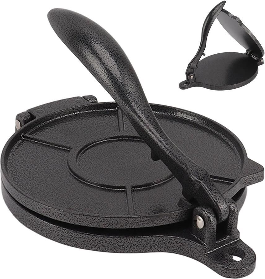 Tortilla en Taco Pers voor het Maken van Perfecte Pizza en Pastetdeeg Aluminium Legering 16 cm Zwart
