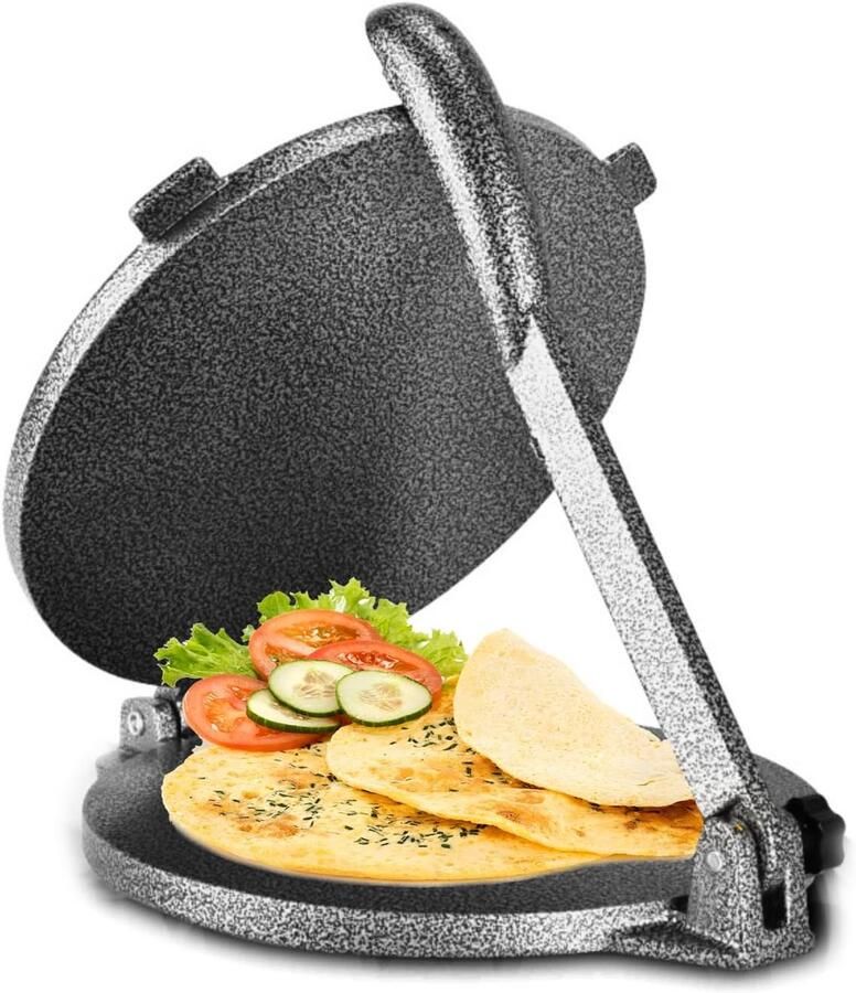 Tortillapers Maker Deegpers Keuken Zelf Tortillas Maken Antiaanbak Oppervlak 165 cm Diameter Zwart Grijs