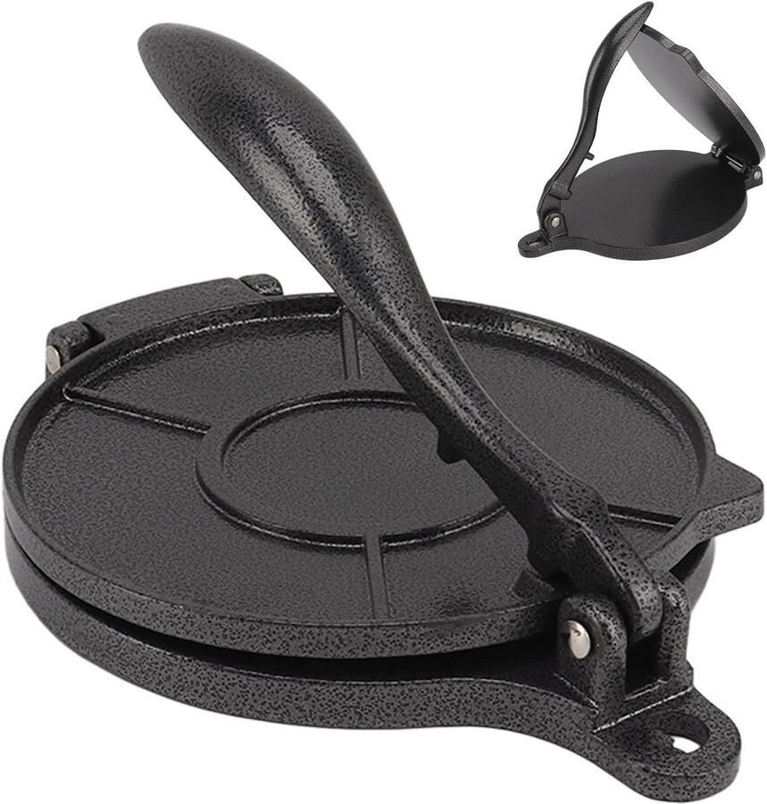 Tortillapers voor het maken van taco's pizza en pastettes van aluminiumlegering (16 cm zwart)
