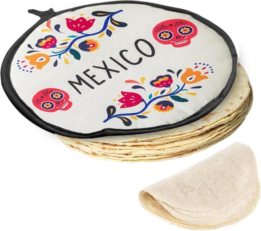 Tortillaverwarmer Tas Stoffen Hoes Eten Warm Houden Magnetron Oven Geschikt 30 cm Stijl E