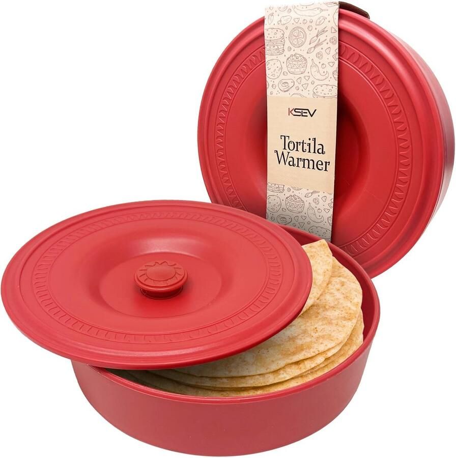Tortillawarmer Container Plat brood houder Eten warm houden Geïsoleerde binnenvoering 8.5 inch diameter Wit