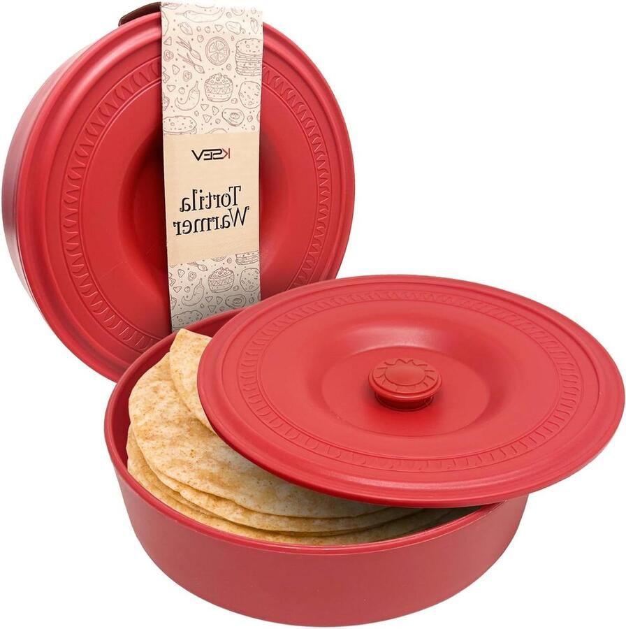 Tortillawarmer met Deksel Tortillahouder Broodwarmer Maaltijden Warm Houden Geïsoleerde Binnenvoering 85 Inch Diameter Wit