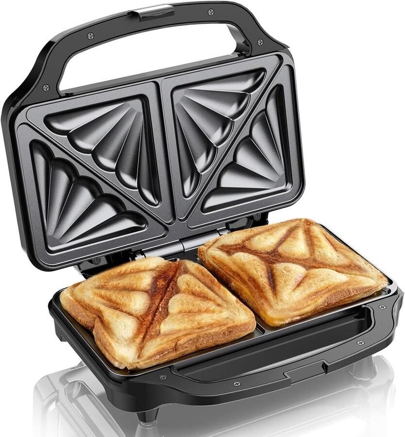 Tosti Apparaat Contactgrill Broodrooster Snelle Maaltijden Maken Antiaanbaklaag 1000 Watt Zilver