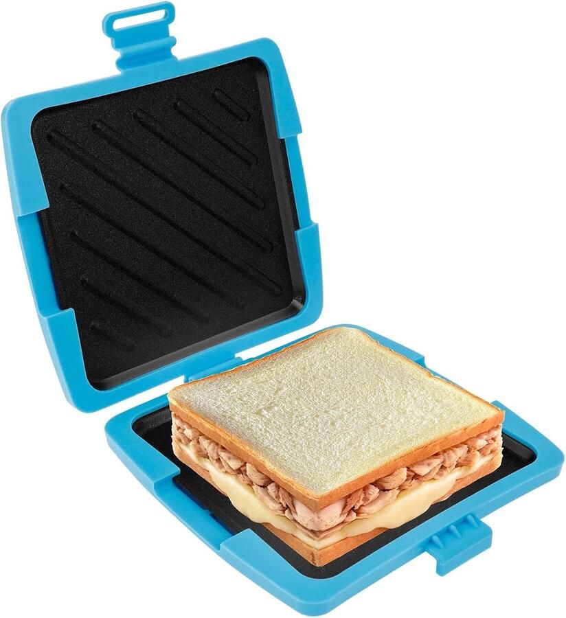 Tosti Apparaat Sandwich Maker Silicone Sandwich Toaster Microwave Wireless Non-Stick Coating for Sandwich Home Travel Camping Office Dormitory RV Blue