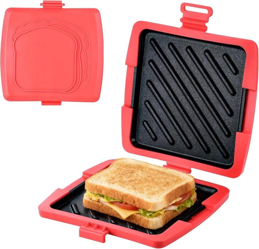 Tosti Apparaat Sandwich Maker Tosti Broodrooster Magnetron Sandwich Maker Silicone 16 X 16 Cm Met Verwijderbare Aluminium Platen Voor Sandwich Home Travel Office Dormitory Rv