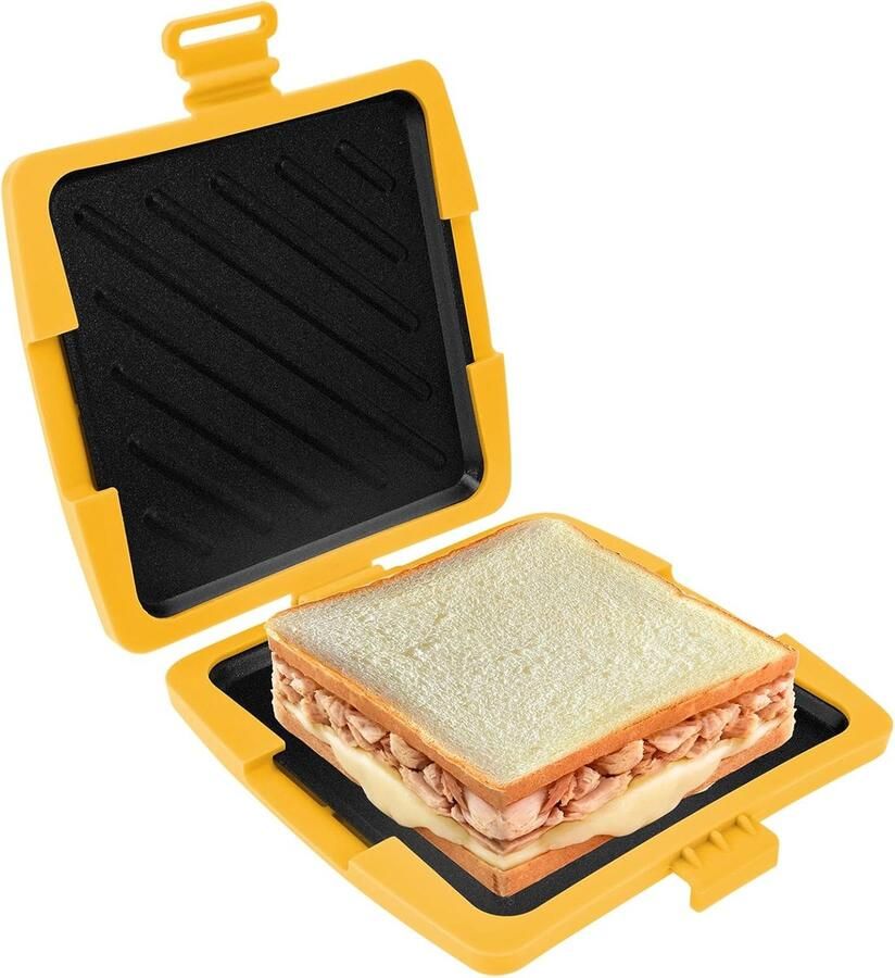 Tosti Apparaat Sandwich Maker Tosti Broodrooster Magnetronbestendige Siliconen Sandwichmaker Draadloze Sandwichmaker Antiaanbaklaag Voor Kantoor Studentenkamer En Magnetron Oranje