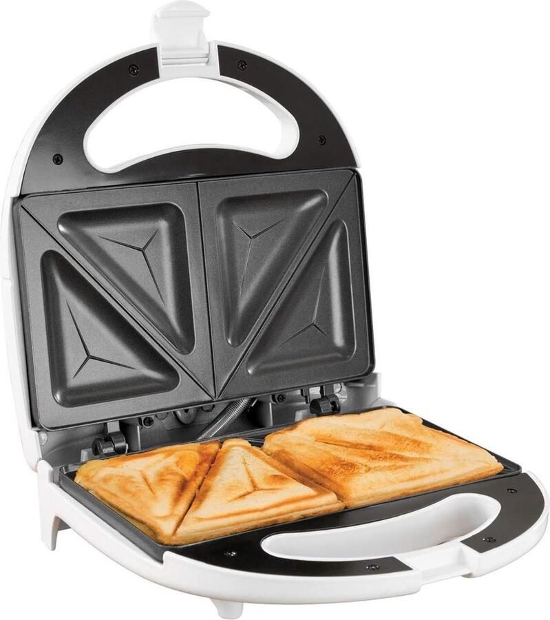 Tosti Apparaat Sandwichmaker Broodrooster Snacks Maken Antiaanbaklaag 2 Platen Wit