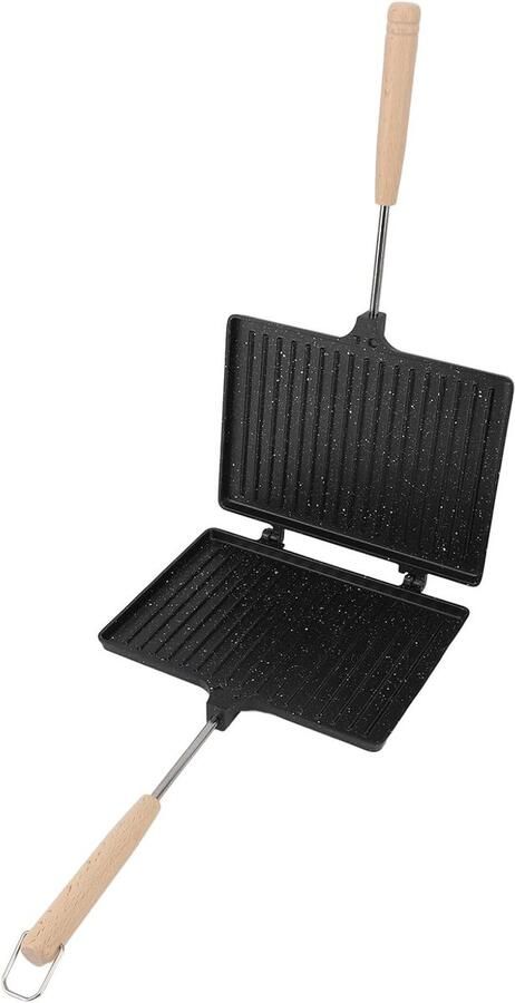 Tosti Apparaat Sandwichmaker Snel Ontbijt Dubbele Plaat 23x17cm Zwart