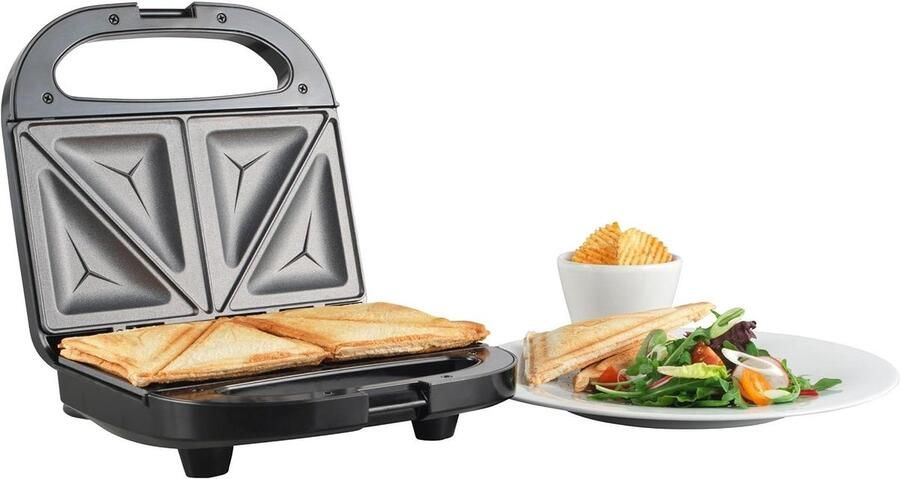 Tosti Apparaat Snack Maker Snelle Lunch Antiaanbakplaten 2 Slices Zwart