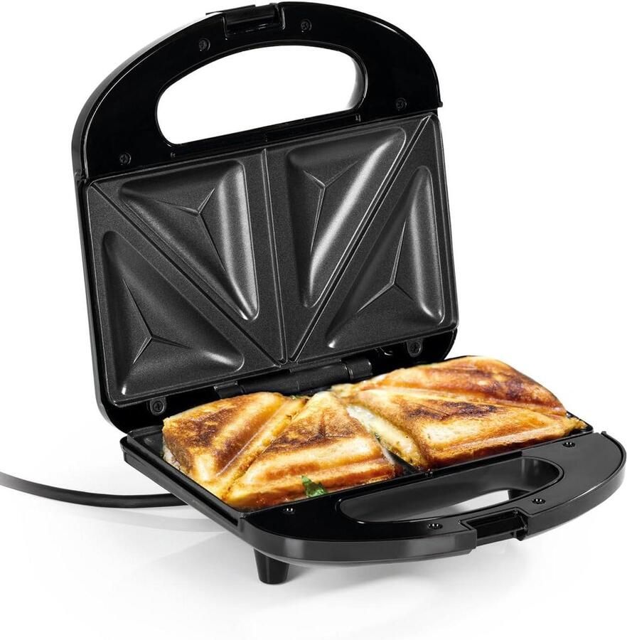 Tosti Apparaat Snack Maker Snelle Lunch Antiaanbaklaag 2 Sandwiches Zwart
