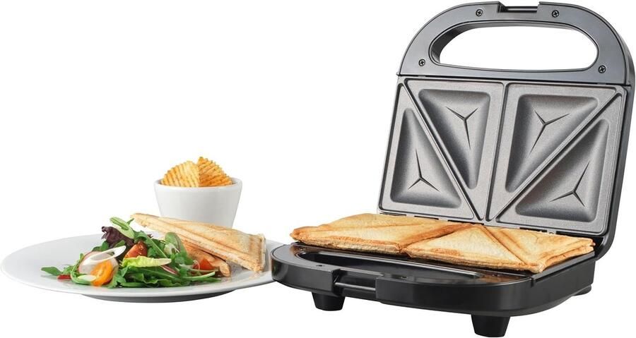 Tosti Apparaat Snack Maker Snelle Snacks Maken Automatische Temperatuur 22 x 22 cm Zwart