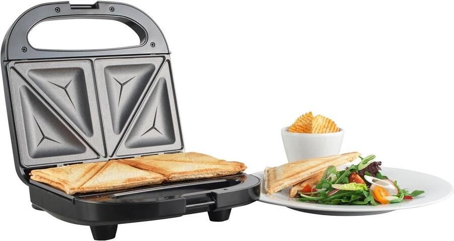 Tosti Apparaat Snack Maker Snelle Lunch Antiaanbakplaten 2-Slices Zwart - Foto 1