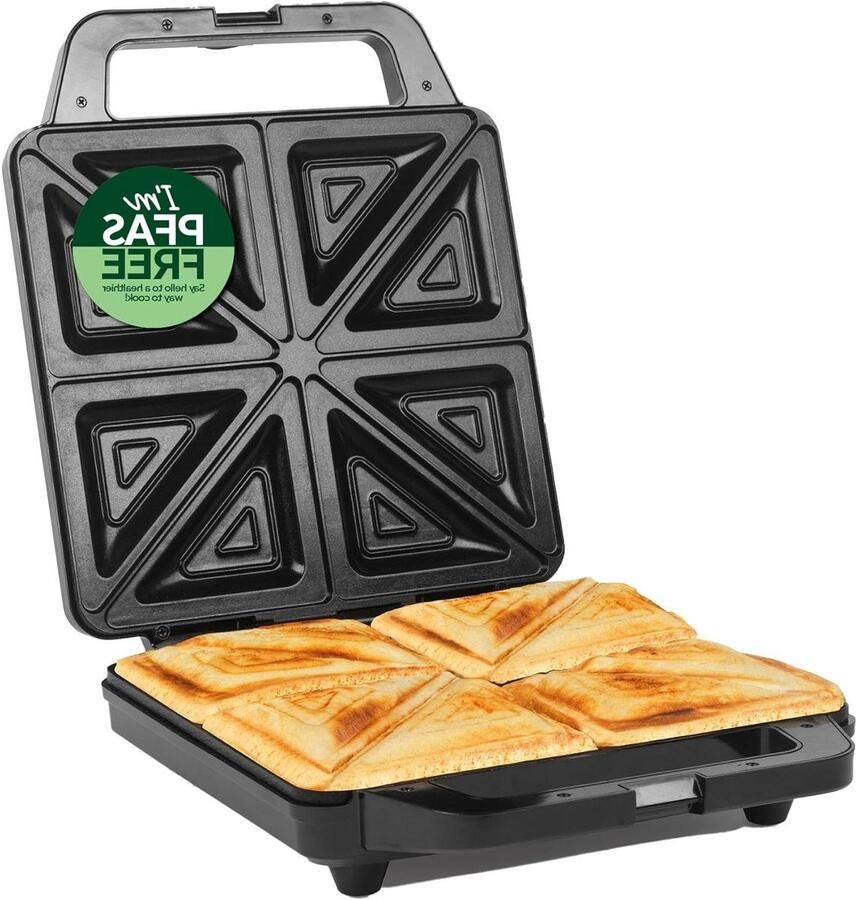 Tosti Apparaat Tosti IJzer Sandwichmaker Snelle Lunch Maken 30% Grotere Tosti's 4 Stuks Zwart