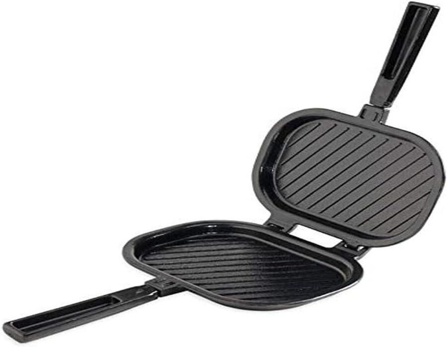 Tosti Grill Panini Maker Snelle Lunch Dubbelzijdig Koken 35 cm Zwart