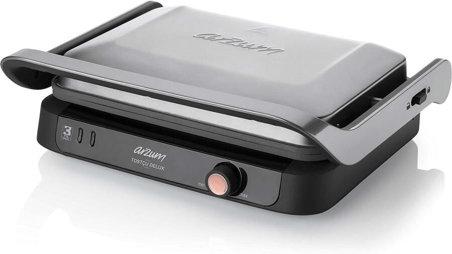 Tosti Grill Sandwichmaker Panini Lekker Lunchen 180 Graden Opening 39x14.5x33 cm Zwart