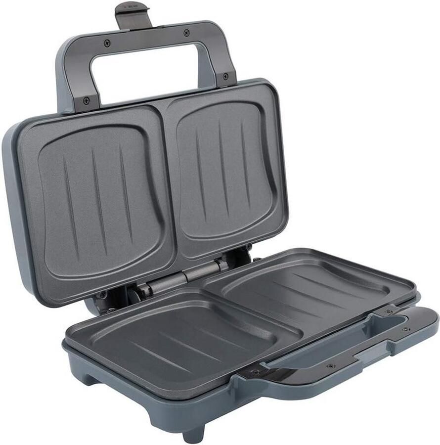 Sandwichmaker Tostiijzer Croque Monsieur Snel Lunchen XXL Antiaanbakplaten 9 x 28 x 24 cm Grijs - Foto 2
