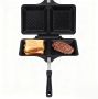 Gegrilde Sandwich Pan Panini Maker Stovetop Snelle Ontbijtjes Maken Dubbelzijdig Grillen 25x14 cm Zwart - Thumbnail 2