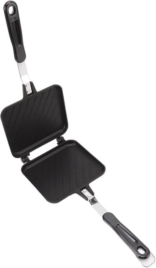 Tosti IJzer Handmatig Non-stick Kruimelpan voor Warme Broodjes & Panini's Ideaal voor Wafels op Gasfornuis