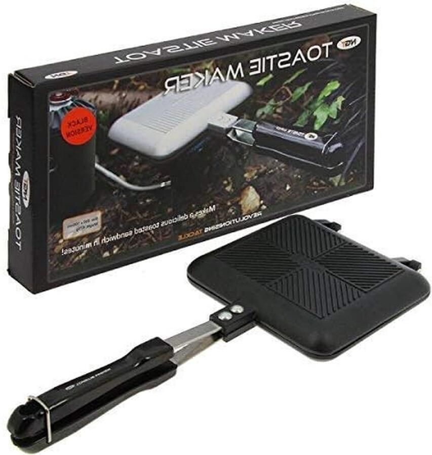 Tosti IJzer Sandwich Maker Camping Broodjes Maken Lange Handgrepen 35 x 16 cm Zwart