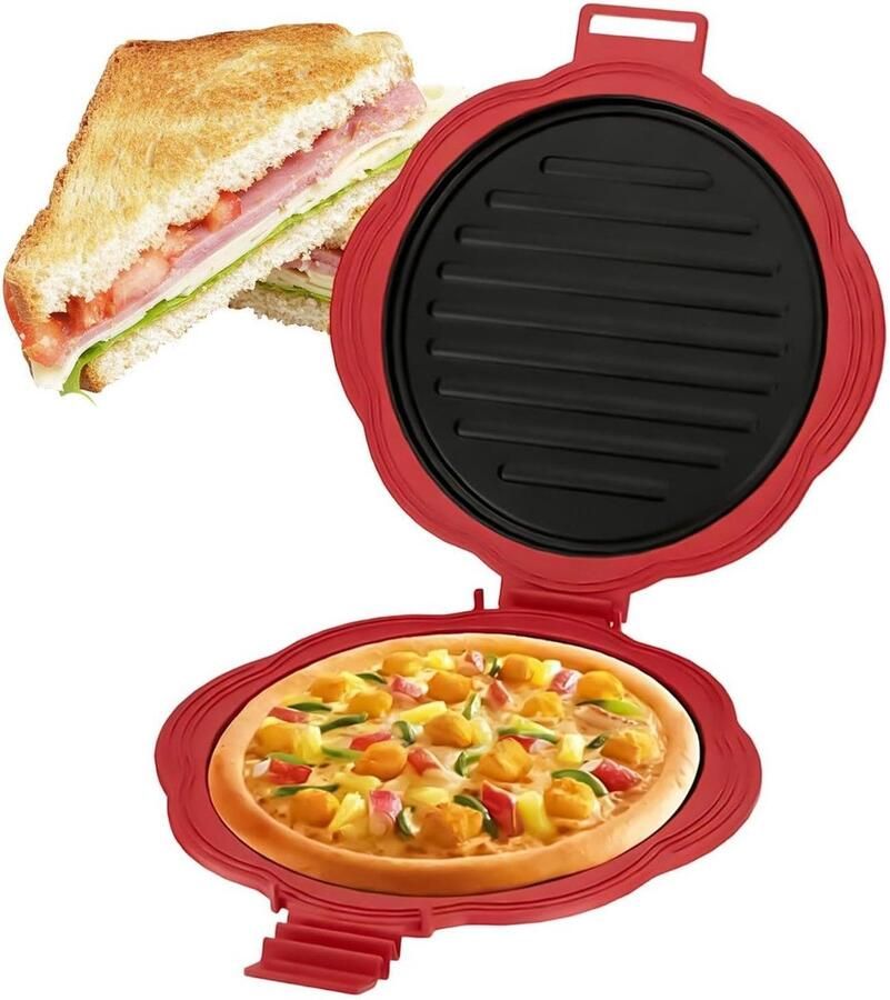 Tosti Ijzer Sandwichmaker Grill Snelle Maaltijden Anti-aanbak Platen 27 x 5 x 5 cm Zilver