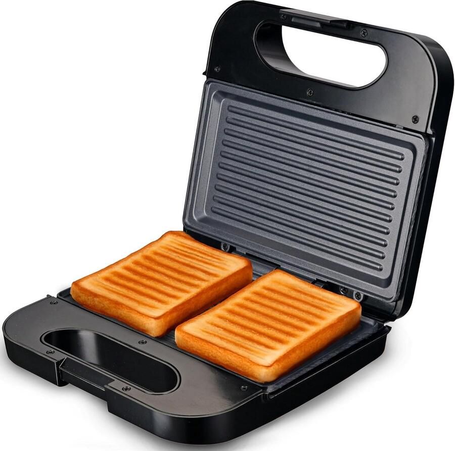 Tosti-ijzer voor 2 sandwiches met grillfunctie en antiaanbaklaag 750W