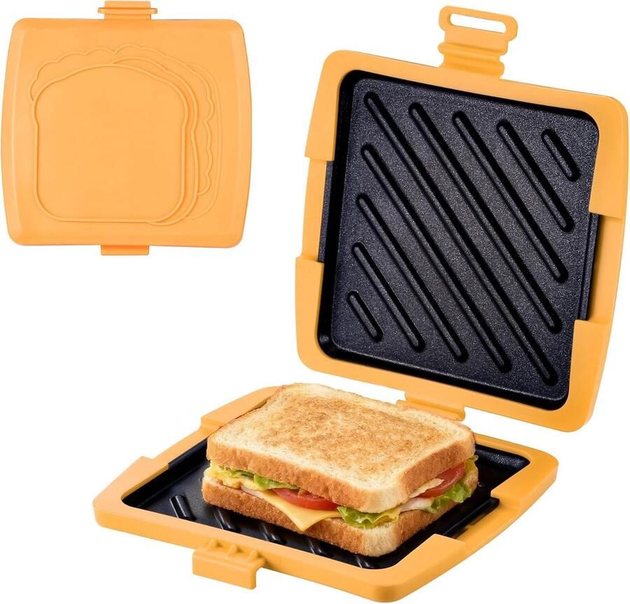 Tosti IJzer voor Magnetron – Magnetische Tostimaker met Anti-aanbaklaag – Crispy Tosti Maker – Geschikt voor Brood Panini's en Snacks – Snel & Zonder Boter