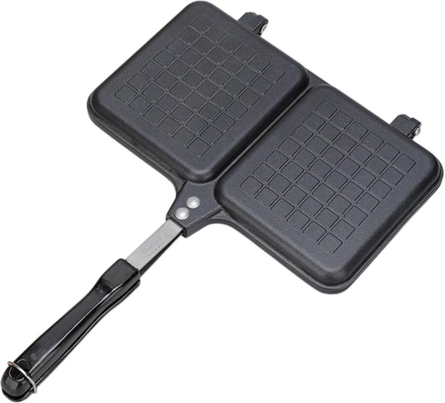 Tosti Maker Brood Grilpan Ontbijt Maken Dubbel Paneel 36 x 25 cm Zwart