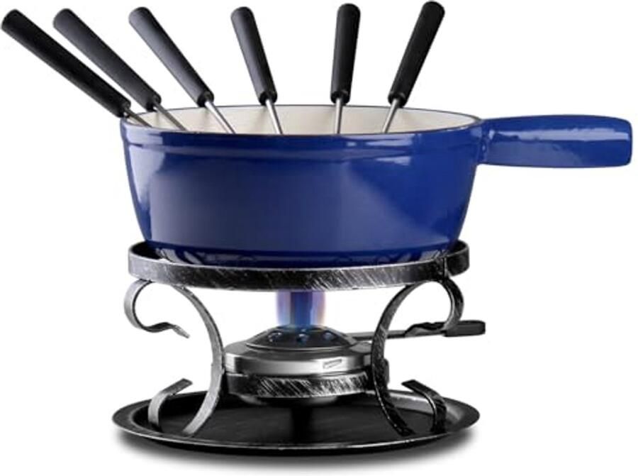 Traditionele gietijzeren fondueset voor kaas vlees en chocolade Perfect voor feesten en speciale gelegenheden