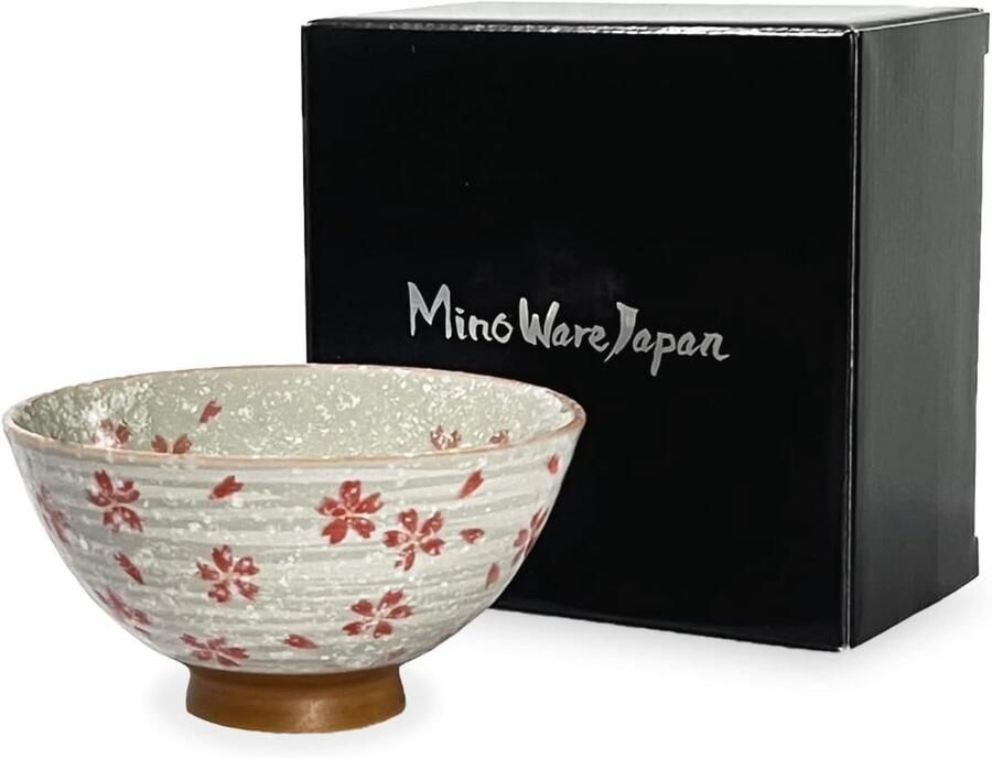 Traditionele Japanse Rijstkom Keramiek uit Mino Vaatwasser- & Magnetronbestendig