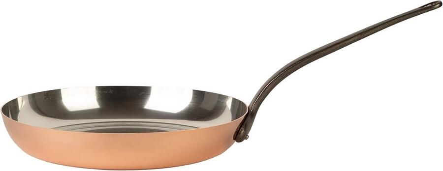 Traditionele Koperen Braadpan met Tinlaag en Gietijzeren Handvat Ø 32 cm