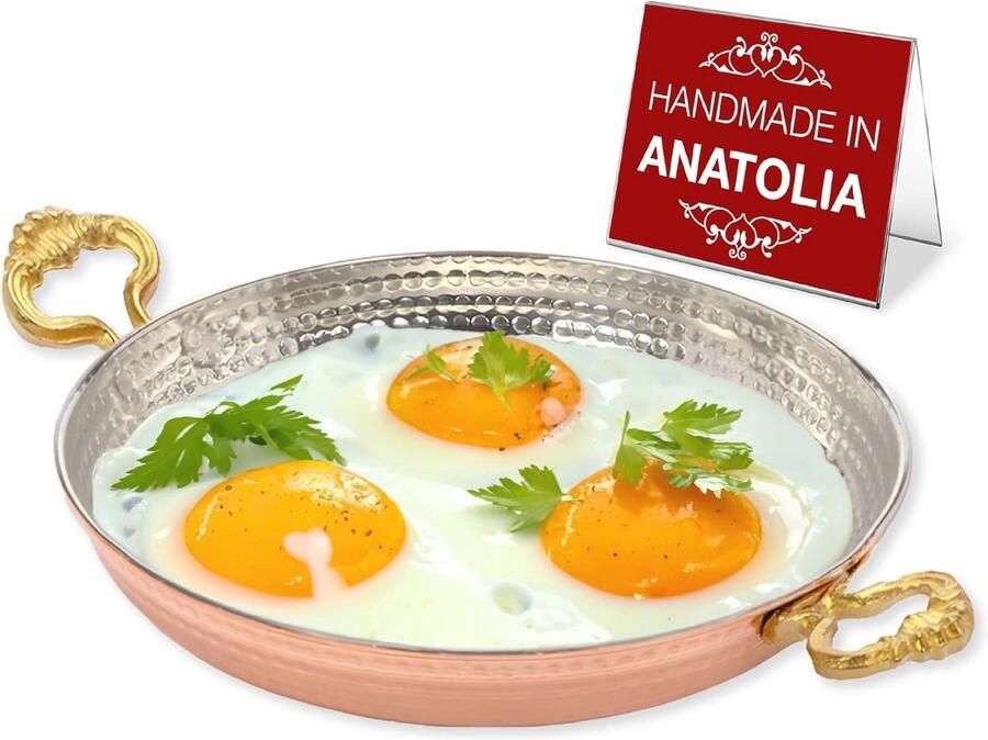 Traditionele Ottomaanse Stijl Handgemaakte Koekenpan van Koper Authentiek Kookgerei voor een Perfecte Omelet