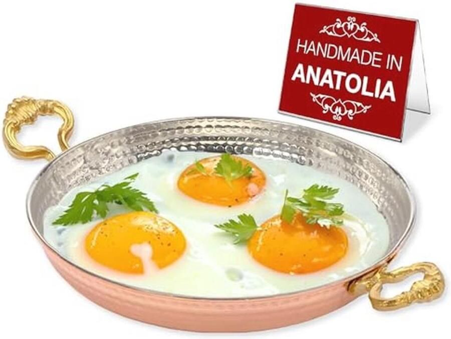 Traditionele Ottomaanse Stijl Handgemaakte Koekenpan van Koper Authentiek Kookgerei voor een Perfecte Omelet