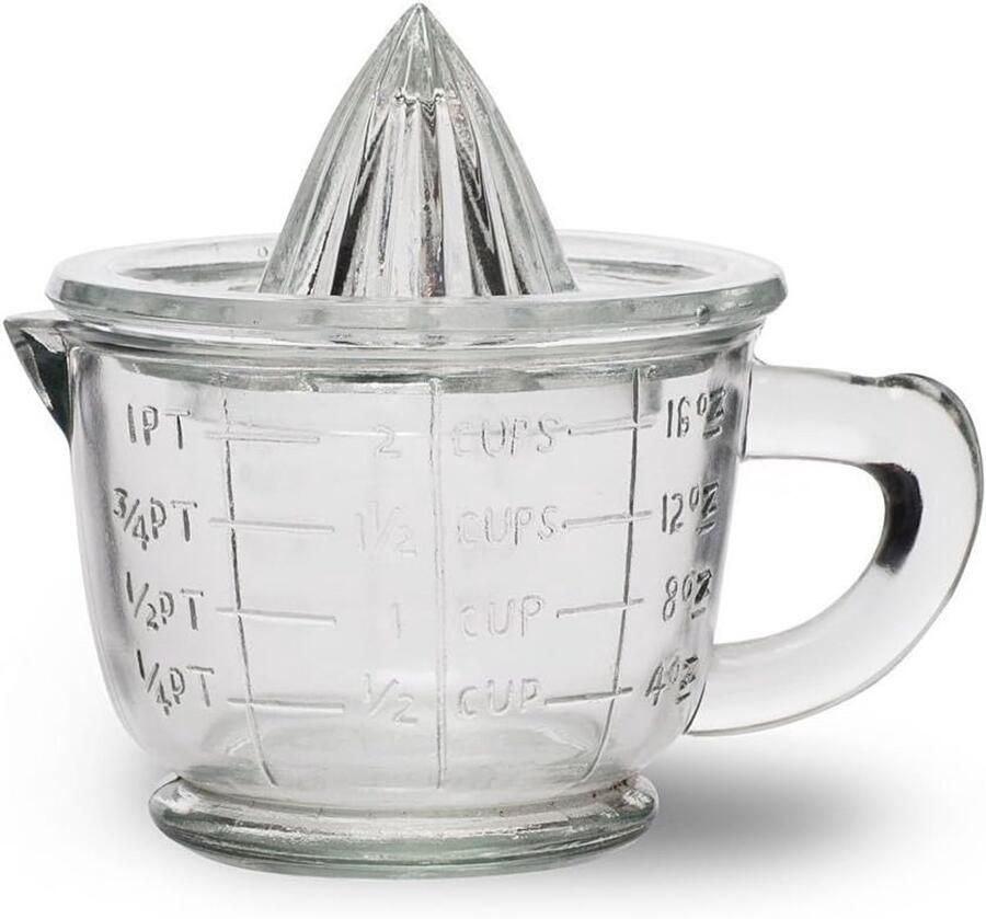 Traditionele Vintage Glazen Sapcentrifuge en Maatbeker Set 600ml Perfect voor Vers Sap