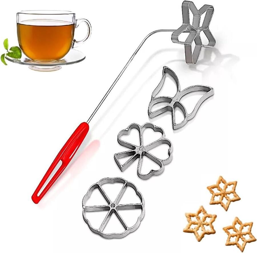 Traditionele Wafelijzer Set voor Knapperige Reisig 4 Vormen