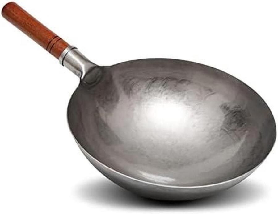 Traditionele Wok Chinese Wokpan Roerbakpan Gezond Koken Handgehamerd Ijzer 30 cm Zwart