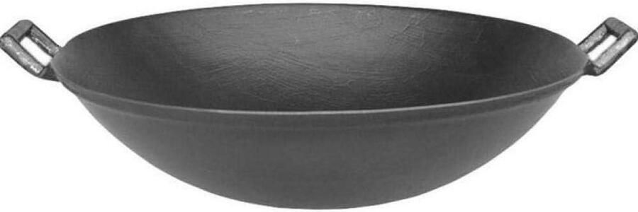 Traditionele Wokpan Gietijzeren Pan Authentiek Koken Hoge Temperatuur 40 cm Zwart